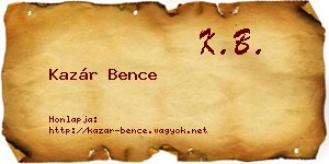 Kazár Bence névjegykártya
